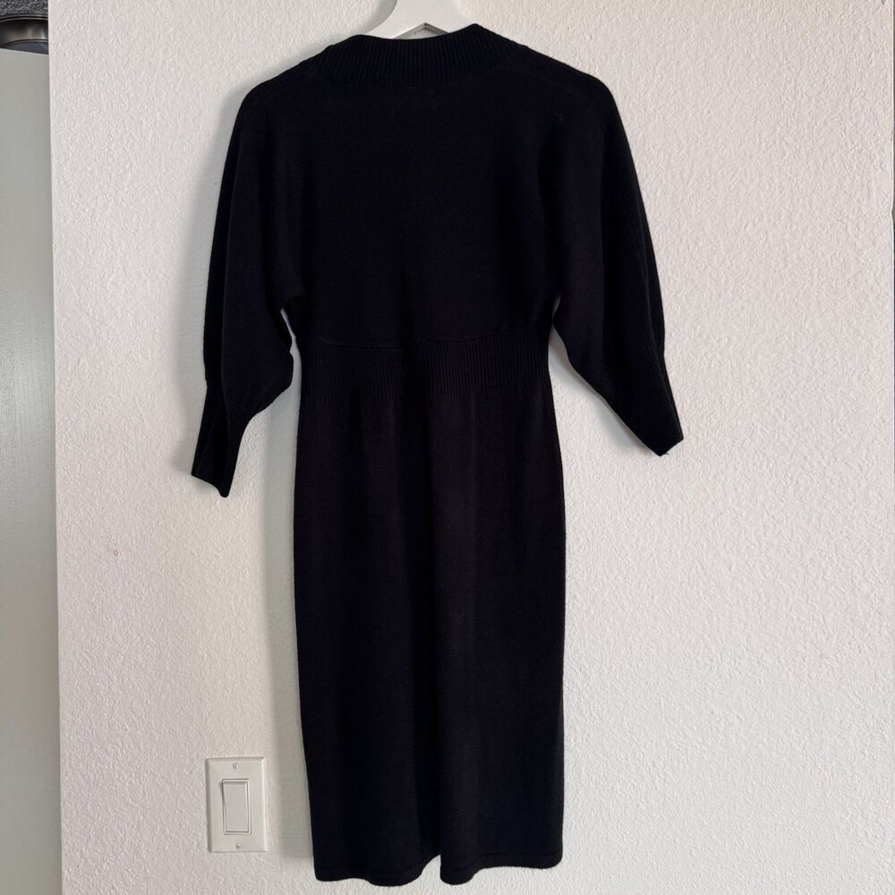 Connected Winter Sweater Dress Sz S Black 3/4 Bell Sleeve Stretch Minimalist - Picture 3 of 10
